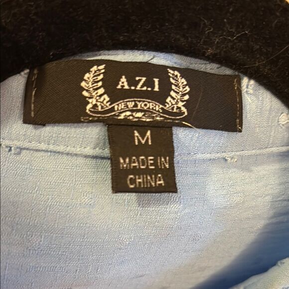 By Blue Embellished Blouse with Romantic Puff Pleated Sleeves & notched collar - Picture 7 of 8